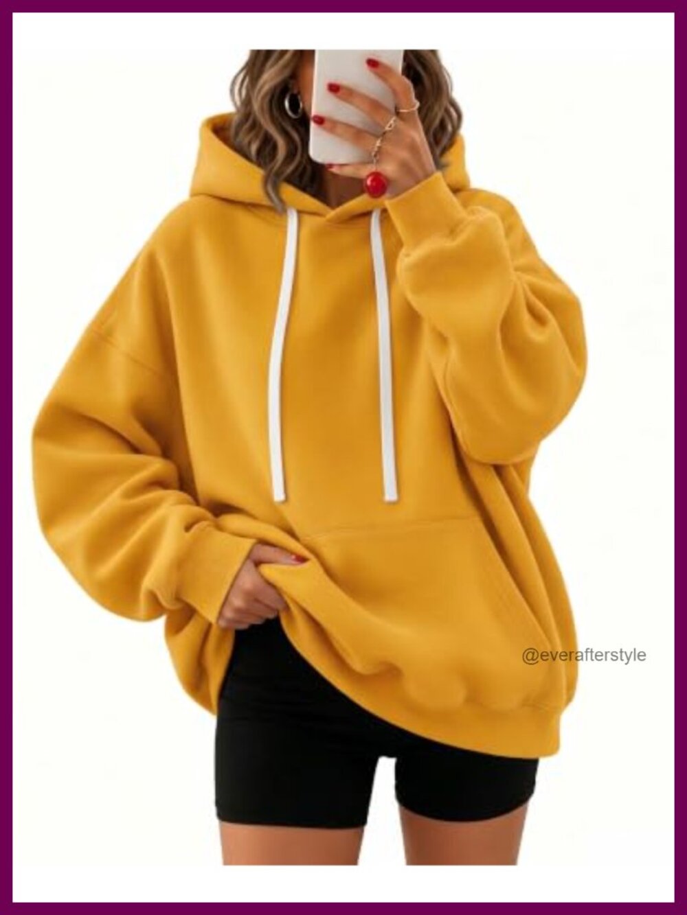 Oversized Fleece Hooded Sweatshirt Pullover Drawstring Kangaroo Pocket